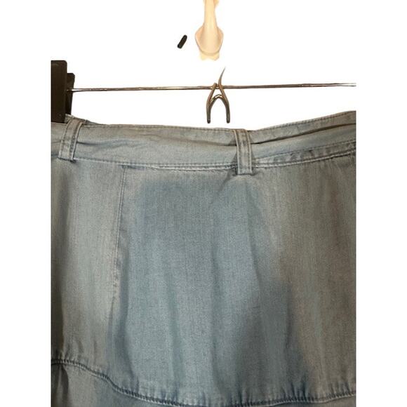 Zara Light Blue Denim Belted Side Zipper A-line Mini Skirt Women Sz M - Picture 7 of 9